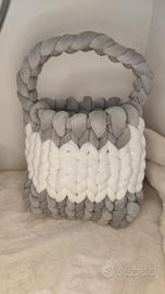 Chunky bag bicolore grigio e bianco handmade