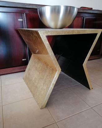 Tavolino design in foglia d'oro anni 90