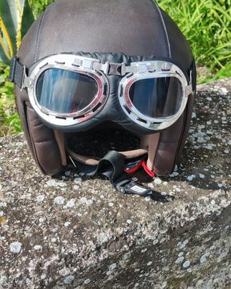 casco da moto vintage in pelle tg.l