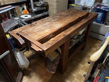 Tavolo banco da falegname con 2 morse