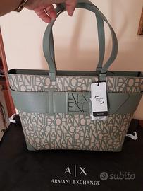 Borsa Shopping Armani Exchange – Verde Salvia/Loga