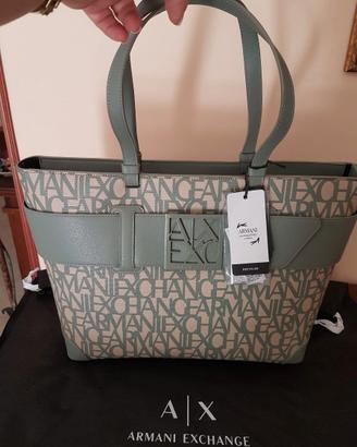 Borsa Shopping Armani Exchange – Verde Salvia/Loga