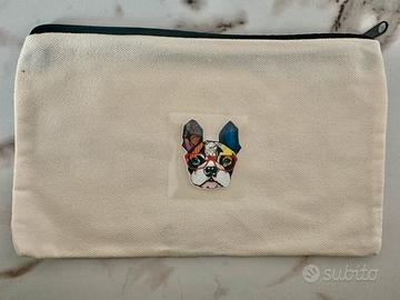 Astuccio un tela con bulldog Francese