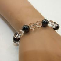 Splendido bracciale sfere bianche nere e argento