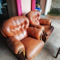 Coppia poltrone vintage in vera pelle