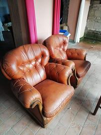 Coppia poltrone vintage in vera pelle