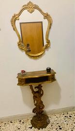 Consolle + specchiera stile barocco dorata