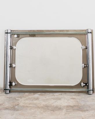 specchio illuminato con mensola design anni 70
