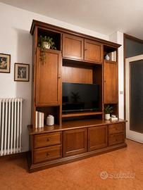 Arredamento soggiorno completo in legno + 2 divani