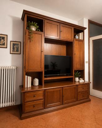 Arredamento soggiorno completo in legno + 2 divani