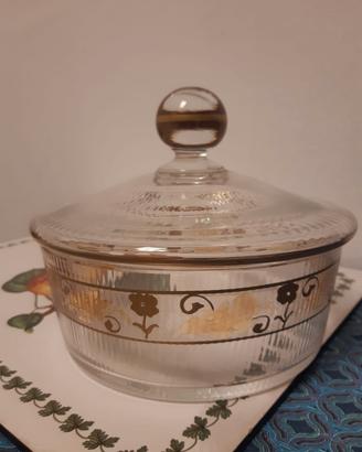 Ciotola In Vetro Con Coperchio Vintage 