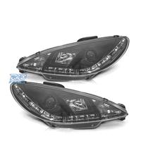 FARI PEUGEOT 206 98-08 LUCE DIURNA LED REALE FONDO