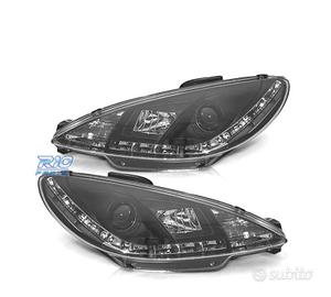 FARI PEUGEOT 206 98-08 LUCE DIURNA LED REALE FONDO