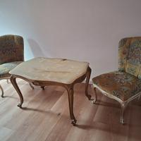 tavolino marmo + 2 poltroncine retrò 