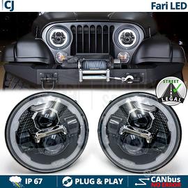 FARI Full LED Per JEEP CJ Angel Eyes OMOLOGATI