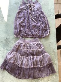 Completo in seta e cotone viola t. 44