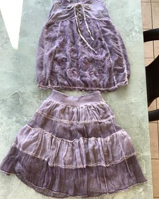 Completo in seta e cotone viola t. 44