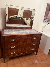 Cassettiera vintage con piano  in marmo