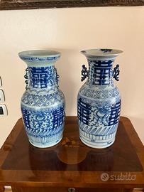 Coppia Di Vasi Cina, Dinastia Qing XIX Secolo