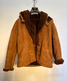 Shearling marrone donna giacca montone