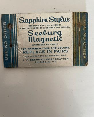 puntina Sapphire Stylus per jukebox Seeburg.