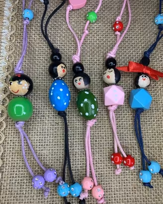 Collana bimba bambolina in legno
