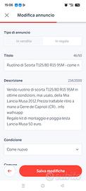 Ruotino di scorta misure nelle foto 