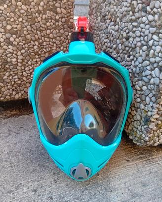 Maschera Snorkeling Full Face Turchese -come nuova