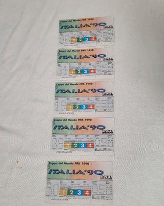 5 biglietti Italia 90 mondiali calcio originali
