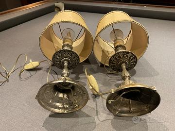 Lampade da comodino vintage in peltro.