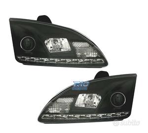 FARI FORD FOCUS 04-08 LUCE DIURNA REALE FONDO NERO