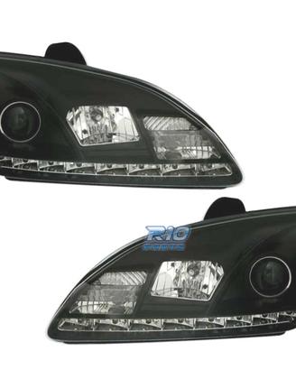 FARI FORD FOCUS 04-08 LUCE DIURNA REALE FONDO NERO