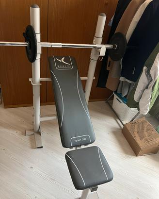 Panca piana mutifunzione + bilancere + dischi