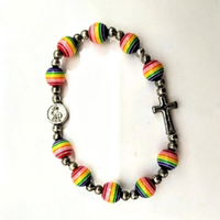 Bracciale elastico con perline color arcobaleno, m