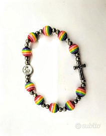 Bracciale elastico con perline color arcobaleno, m