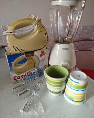 frullatore, sbattitore elettrico e tazze