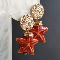 Orecchini stelle marine rosse in ceramica nuovi