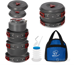 Bulin 27/13/11/8/3 pz Set di pentole da campeggio