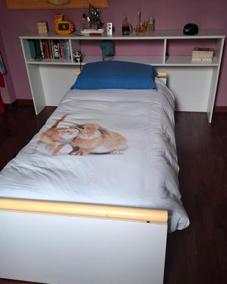Letto singolo+letto estraibile+comodino lungo