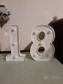 Scritta 18 compleanno illuminata