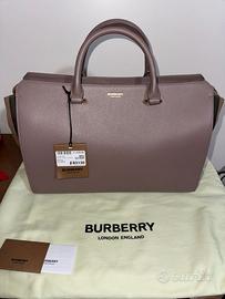 Burberry Borsa Donna Pelle Tortora - Nuova
