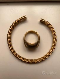 Bracciale e anello dorati