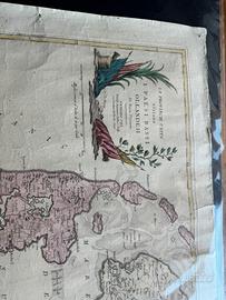 Cartina antica mappa Reno Germania Olanda Zatta