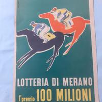 LOTTERIA DI MERANO LOCANDINA CARTONATA 1955