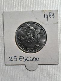 Moneta 25 Escudos Portoghesi 1982