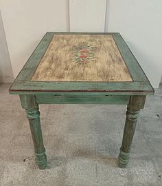 Tavolo artigianale legno massello indiano decapato