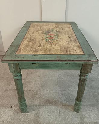 Tavolo artigianale legno massello indiano decapato