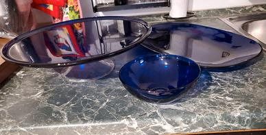 Alzatina, vassoio, coppette blu