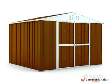 Box capanno giardino Acciaio 327x269 legno scuro