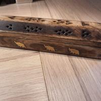 Porta Incensi a Cofanetto NUOVO in Legno di Mango 